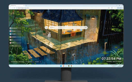 Evening Rain Live Wallpaper :: Cozy lakeside cabin glows warmly as gentle rain creates ripples on tranquil waters.