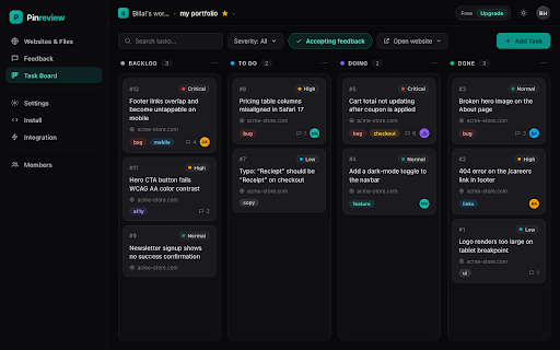 Pinreview - Website Feedback & Bug Report :: Annotate websites, report bugs, and collect client feedback with visual pins