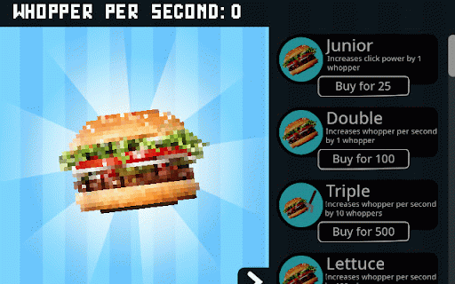Whopper Clicker :: Enjoy the Whopper Сlicker Game offline in a handy popup, no internet needed!