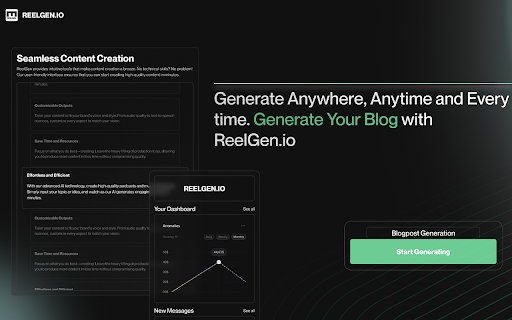 ReelGen Extension :: Simplify your blogging experience with Bloggen, the Chrome extension designed to make content creation easier and more effective.