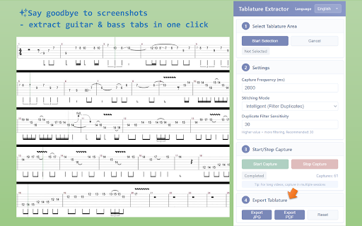 Tablature Extractor :: Automatically capture and stitch together tablature from videos