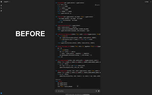 FatGPT — ChatGPT Width Control :: Widen or narrow the ChatGPT conversation column with a slider or keyboard shortcuts.