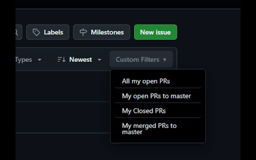 GitHub Custom Filters :: Custom filters for GitHub issues/PRs and branch favorites with quick access