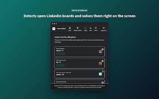 LinkedIn Games Solver :: A helper for LinkedIn Games. Auto-solve daily puzzles (Queens, Sudoku, Pinpoint, Crossclimb) with streaks and analytics.