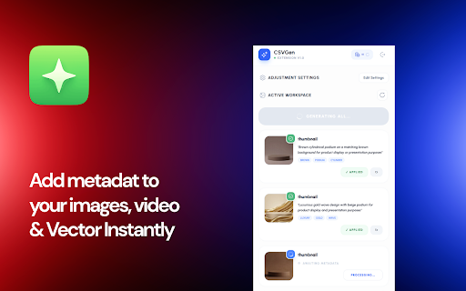 CSVGen - Stock Photo Metadata Generator :: Generate AI metadata for stock photos on Adobe Stock