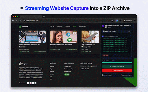 FullSiteSnap – Full Website & Multi-Page Screenshot :: Capture screenshots of entire websites and multiple pages into organized ZIP archives.