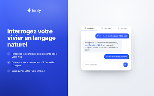Hirify :: Votre assistant de recrutement, directement dans le navigateur.
