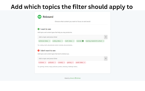 Rebound - AI YouTube Video Filter :: Helps you avoid procrastination on YouTube by analyzing video content - don't waste your time!