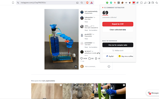 IG Comment Extractor :: Automatically collect Instagram comments with no manual scrolling and export your collected data to CSV.