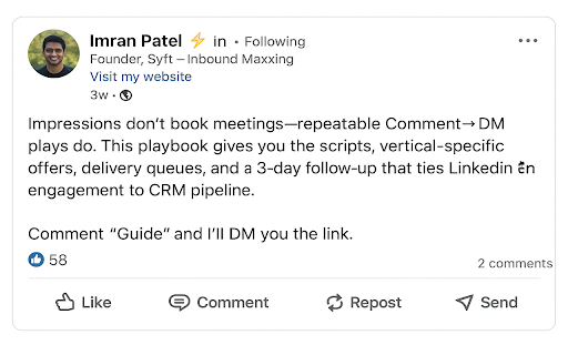 Amplify :: A LinkedIn engagement automation tool that helps professionals track posts, manage connections, and send personalized messages.