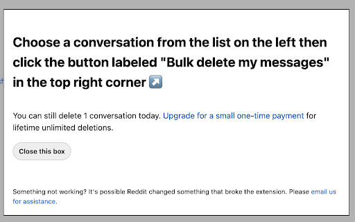 Bulk Delete Reddit Messages & Chats Extension :: This extension allows you to bulk/mass delete your Reddit messages & chats.