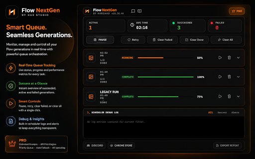 Flow NextGen - Google Flow Bulk AI Queue & Automation :: Queue 100+ AI prompts on Google Flow. Auto-download, custom auto-rename, 4K upscaling, & multi-mode generation. Free tier included.