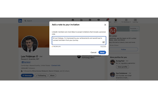 LinkedIn Auto Connect :: Automatically fills personalized LinkedIn connection requests with predefined templates.
