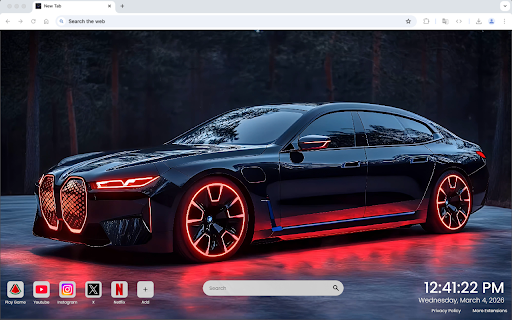 BMW i7 Neon Red Cyberpunk Luxury Live Wallpaper :: One of the most epic car live wallpapers for Chrome – featuring the futuristic BMW i7 neon cyberpunk luxury style.