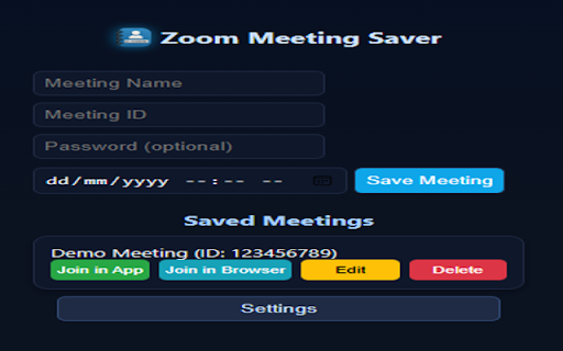 Zoom Meeting Saver :: Save Zoom meetings and join via app or browser with one click.