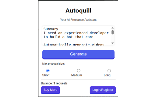 Autoquill :: AI Freelance Assistant. Generate proposals, emails, and more with AI.