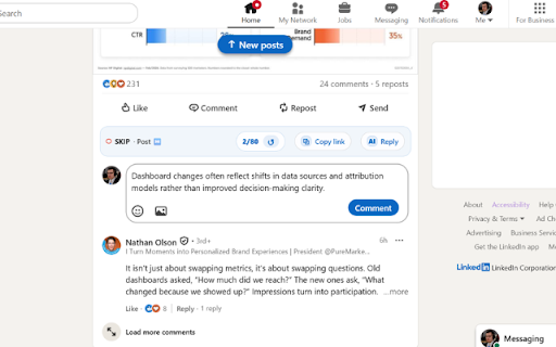 LinkedIn Writing Assistant :: Draft AI replies for LinkedIn (manual send). Includes a simple GO/SKIP radar.