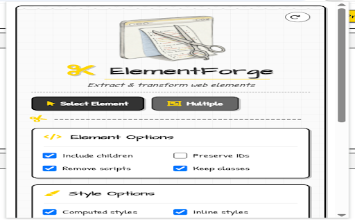 ElementForge :: Copy and transform website elements into perfect HTML/CSS with advanced options
