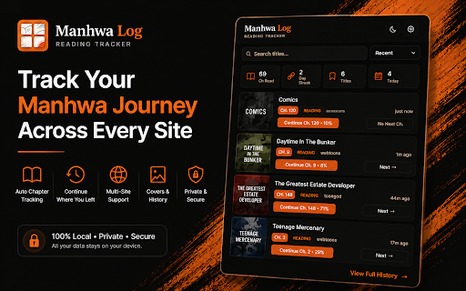 Manhwa Log :: Automatically track chapters, scroll position, and reading history across popular manga and manhwa sites.