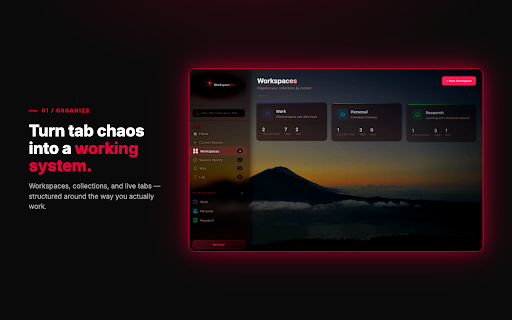 Workspace Pro: AI Tab Manager + Built-in Wiki & Assistant :: AI tab manager with a built-in Wiki. Workspaces, Collections, AI Assistant, Widgets & Google Drive sync.