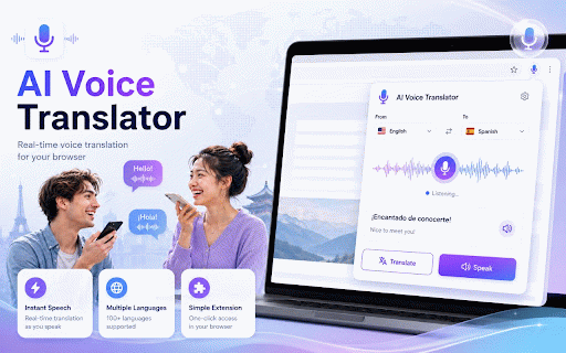 AI Voice Translator :: The leading AI voice translator for Chrome. Convert voice clips into multiple languages and generate natural speech using AI voice…