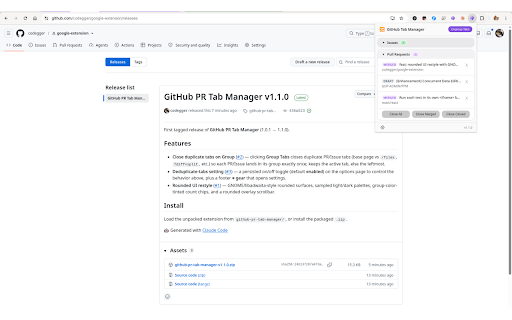 GitHub PR Tab Manager :: Manage your GitHub Pull Request tabs — view status, close individually or in bulk.