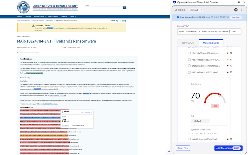 Cyware Advanced Threat Intel Crawler :: Extract and enrich threat intelligence from web pages and PDFs in real time to accelerate detection, investigation, and response
