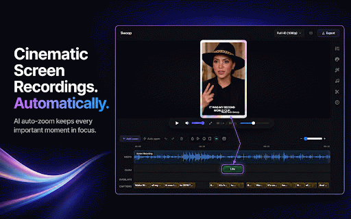 Swoop: Screen Recorder with Auto Zoom :: Cinematic screen recordings with auto-zoom, smooth pan, and click effects - right from your browser.
