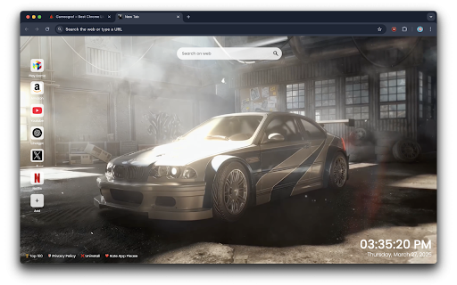 BMW M3 GTR Legend Live Wallpaper :: Feel the thrill of speed with BMW M3 GTR Legend Live Wallpaper – an iconic race car roaring to life on your new tab