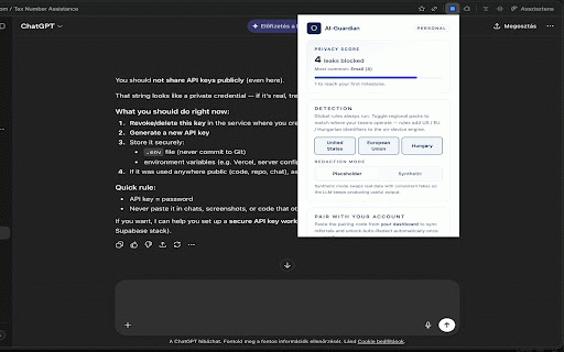 AI-Guardian :: Block secrets & PII before ChatGPT, Claude, Gemini & Copilot. On-device detection; optional pairing sends metadata only.