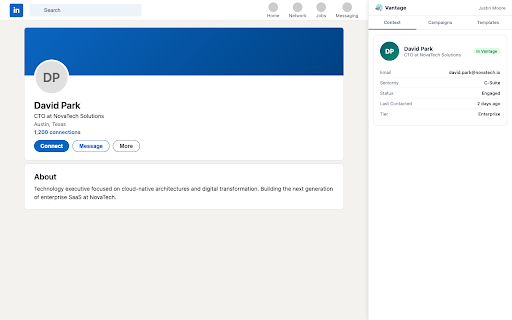 Vantage LinkedIn :: Vantage sales outreach integration for LinkedIn