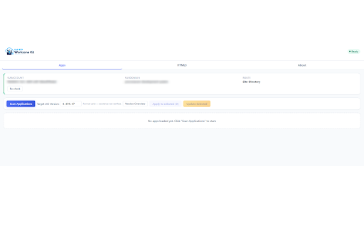 SAP BTP Workzone Kit :: Inspect and safely maintain SAP BTP Work Zone application UI5 version configuration for the signed-in admin.