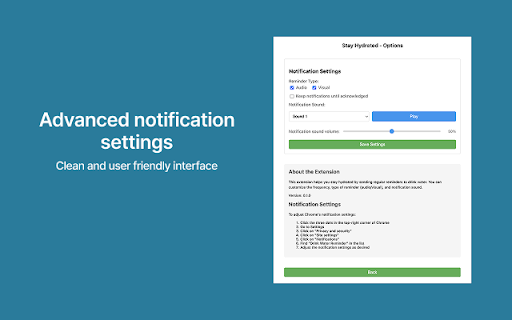 Stay Hydrated :: A simple extension to remind you to drink water regularly with audio and visual notifications