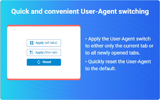 User-Agent Switcher by Semalt :: User-Agent Switcher by Semalt lets you change your User-Agent fast and view any site as if browsing from another browser or device.
