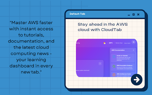 CloudTab – AWS New Tab Dashboard :: AWS dashboard for new tab - Real-time updates, weather, time display, customizable shortcuts, and layout positioning