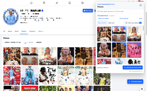Album Downloader for FB :: Scan Facebook photo albums, download individual photos for free, or use Pro for batch ZIP exports.