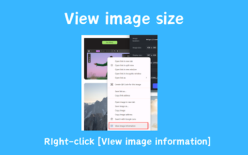 View image size :: Quickly view information such as image dimensions, file size, and file type using the right-click menu.