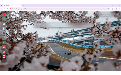 F1 New Tab & Wallpapers :: A clean, local-only new tab with curated wallpapers, glass UI, quick links, and zero tracking.