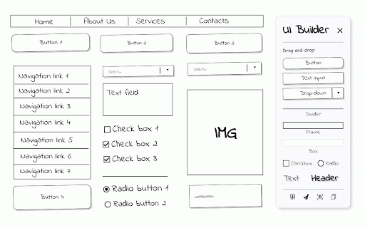 UI Builder – Mockup Tool :: UI wireframes in Chrome. Drag sketch-style elements, resize, and screenshot easily.