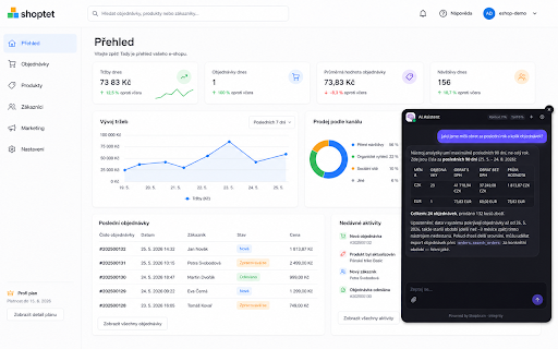 Shopbrain AI asistent (Shoptet) :: Plovoucí AI asistent Shopbrain přímo v administraci vašeho Shoptet e-shopu.