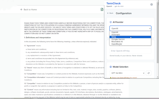 TermCheck - AI Legal Assistant :: Analyze Terms of Service, Privacy Policies, and Contracts for red flags.