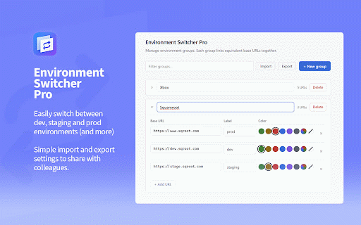 Environment Switcher Pro :: Switch between environments instantly. Same path, different host. One click from dev to prod and back.