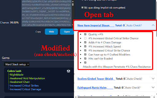 Path Of Building Support :: Extension helps optimize and support users in buying and selling items by scanning items in PoB.