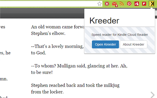 Kreeder - speed reader for Kindle :: The one and only speed reading chrome extension for the Kindle Cloud Reader. Love speedreading? Love Kindle? Now you can have both.