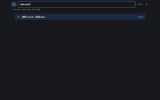 Okta App Launcher (wide) :: Full-width, fuzzy-searchable list of your assigned Okta apps — full names, no truncation. Configurable Okta domain.