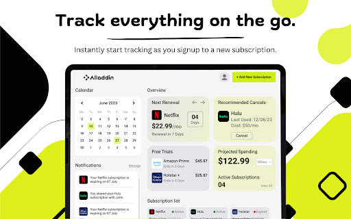 Alladdin :: Alladdin: Manage and track all your online subscriptions, payments, and plans in one simple, user-friendly dashboard.