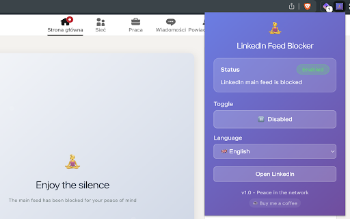 LinkedIn Feed Blocker :: Blokuje główny kanał LinkedIn i zastępuje go spokojnym komunikatem