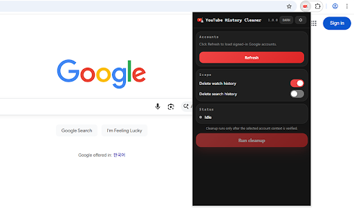 YouTube History Cleaner :: Clear YouTube watch and search history for a selected Google account.