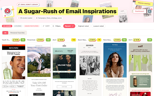 Email Donut | Extension :: Save inspiring marketing emails to your Email Donut library.