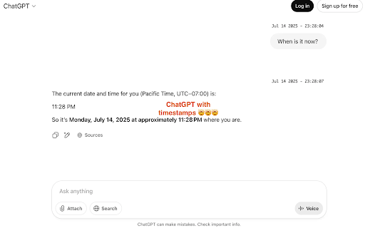 ChatGPT Timestamp :: Displays timestamps for ChatGPT messages